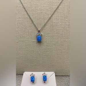 Opal set with cz’s necklace and earrings
